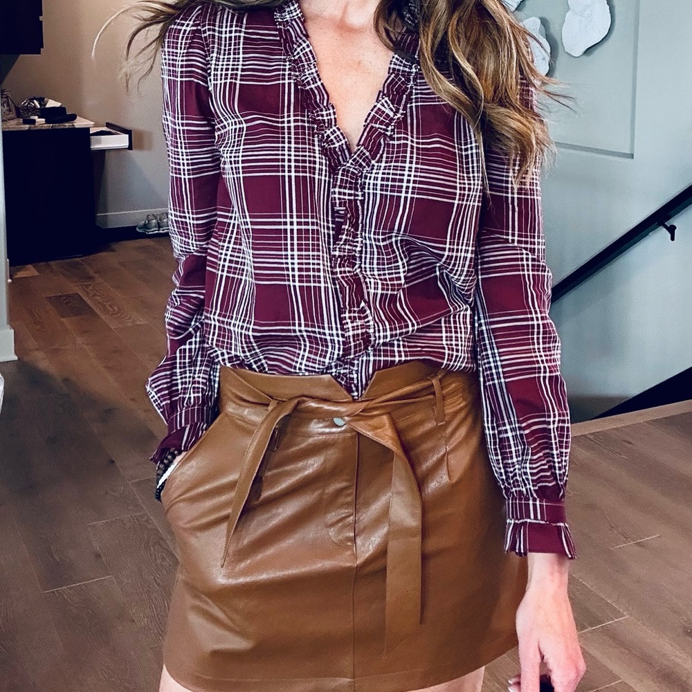 Plaid Ruffle Shirt- Evereve